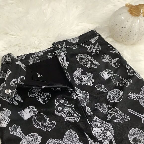 NEW ZADIG & VOLTAIRE Black Leather Jay Print Deluxe Mini Skirt Sz XS/34 $565 - Picture 8 of 9